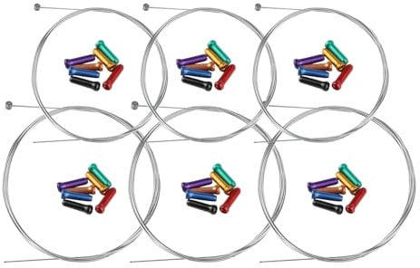 6 Pcs Bicycle Brake Cables, 1.7M + 1.1M Bike Brake Cables for Bicycles, Mountain Bike Gear Cables Brake Inner Cable Shift Wire Replacement Brakes for Universal Road Bike, with 28 Brake Cable Ends