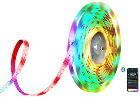 OLIGHT Ostrip Led Strip 5M, 150 Lumen 21 Stunden, dimmbarer RGB Lichtstreifen mit APP, USB Stromversorgung Musiksynchronisierung Countdown Timer, Selbstklebende Lichtband für Partys, Heimdekoration