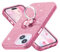 wisdompro Glitter Case for iPhone 15 Plus/14 Plus (6.7 Inch), Bling Sparkle Case with 360° Ring Kickstand for Girls Women, Cute Sparkly Protective Phone Cover - Pink