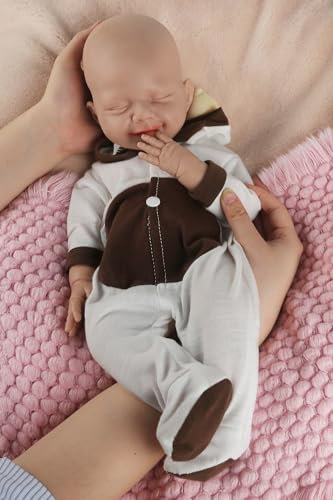 Vollence Bambola Neonata 46cm in Silicone, Non Bambola in Vinile, Occhi Chiusi realistica Reborn - Ragazza