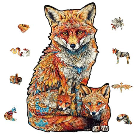 VIDSTW 140-150 Pcs Holzpuzzle Einzigartig Holz Puzzle Wooden Puzzle Erwachsene Holzpuzzles Kind Holzpuzzle Tiere Farbe Wood Puzzle Holz für Kreative Geschenke, Interessantes Spielzeug (Fuchs)