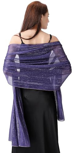 Ladiery Damen Schals und Tücher für Abendkleider, Leichtes Weiches Chiffon mit Glitzernden Strasssteinen, Formelle Schals und Tücher für Hochzeiten