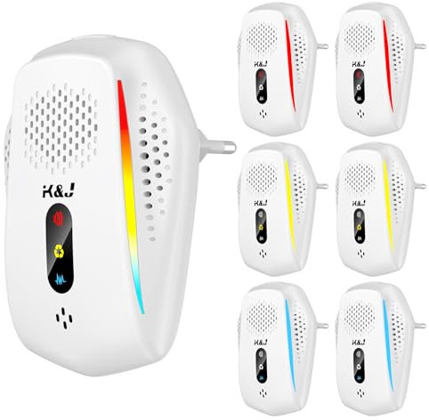 Lot de 6 Antiparasitaires Intérieur, Ultrason Souris et Rats, Repulsif Souris, 3 Modes de Fonctionnement, Lutte antiparasitaire Efficace pour Les rongeurs, Moustique, Araignée, Cafard, Mouch (Blanc)