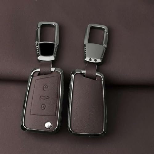 CUYENGT Étui de clé de Voiture en Cuir et Alliage de Zinc, pour VW Golf 7 MK7 Tiguan MK2, Seat Ateca Leon FR 2 Ibiza, Skoda Octavia