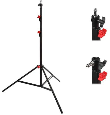 BOLLLUMA Fotolampe Stativ 2.7m Lichtstativ aus Edelstahl, Feder Gepolsterter Hochleistungs Lichtstativ mit 1/4 und 3/8 Spigot für Studio Mobil Blitz Softbox Reflektor Hintergrund Ringlicht