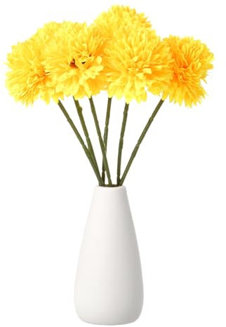 sourcing map Künstliche Chrysanthemen-Kugeln, künstliche Chrysanthemen, Blumenstrauß, Seide, künstliche Mama-Blume für Zuhause, Garten, Hochzeit, Party, Dekoration, Gelb, 6 Stück