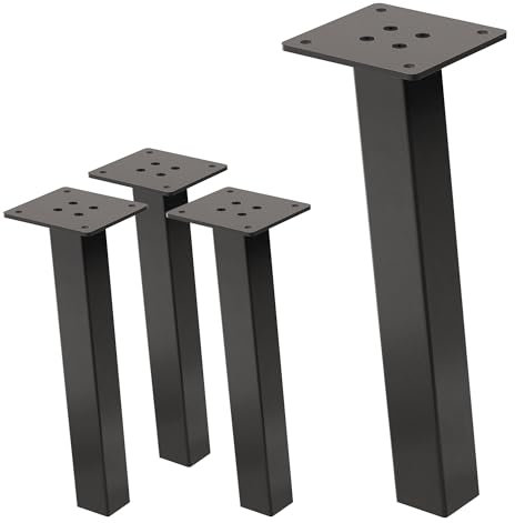 ML-Design 4er Set Tischbeine schräg H30 cm, Dunkelgrau Optik Industrial aus pulverbeschichtetem Stahl, Profil 4x4cm, I-Form, Möbelfüße Metall 96° Neigung, Tischfüße Möbelbeine für Couchtisch, Sitzbank