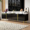 SUKY Mobile TV a 4 ante lucido moderno e semplice, in combinazione color oro, 170 L x 35 L x 46 H cm, MDF (nero)