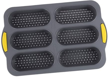ABOOFAN Silicone Hot Dog Bun Mold Cavity Nonstick Bread Baking Pan Flexible Food Grade Tray for Oven Microwave Freezer Use Easy Clean DIY Baguette Rolls Maker