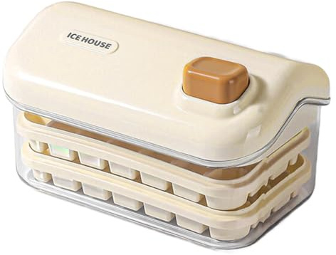Osmond Ice Storage Box Mold Household Ice Maker Large Capacity Ice Maker Refrigerator Homemade Ice Storage Box Creamy White A