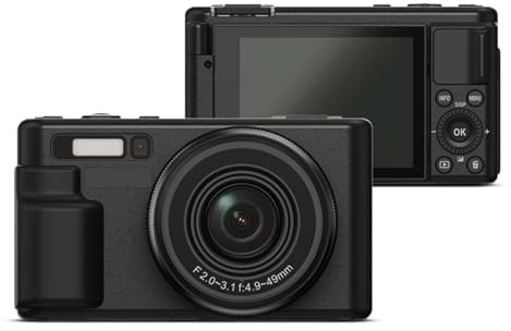 Tosuny 5K 72MP Digitalkamera, WiFi Vlogging Kamera mit 2,8 180 ° Flip Bildschirm, 10 Fach Optischer Zoom, 4X Digitaler Zoom, Autofokus, Anti Shake, mit Objektivhaube, 1300 mAh (Black)