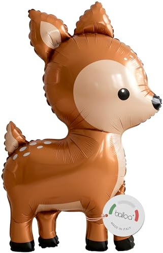 balloa Folienballon Rehkitz, XXL Waldtiere Deko Kindergeburtstag, 75 cm | Rehkitz im Waldtier-Design, XXL, heliumgeeignet, ungefüllt, Deko für Kindergeburtstag, Waldparty und Babyshower