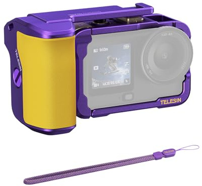 TELESIN Street Grip Kit for DJI Osmo Action 6 Limited Purple Edition | Metal Rabbit Cage Camera Grip with Seesaw Shutter Button | Aluminum Alloy | Quick Battery TF Card Access | Vlog Accessories