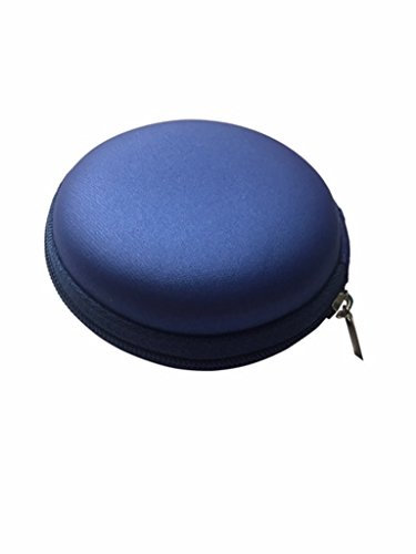 New Royal Blue Round Hearing Aid Zipped Storage Hard Carry Case Holder
