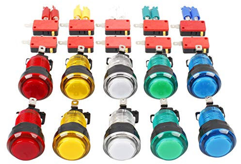 EG STARTS 10 x Nouveaux LED Arcade Boutons avec micro switch Mame Multicade choix de 5 couleurs