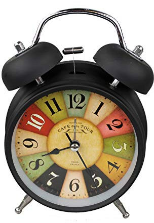 GMMH Retro Analog Wecker, Ohne Ticken, Tischuhr Nachttischuhr Doppelglockenwecker (27-7) Vintage Retro Nostalgie aus Metall, Antik Standuhr Schreibtischuhr Uhr Tischwecker mit Alarm, Weckuhr