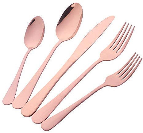 Buyer Star Posate 20 pezzi di stoviglie Oro rosa Utensili per 4 persone Rose Cutlery Set