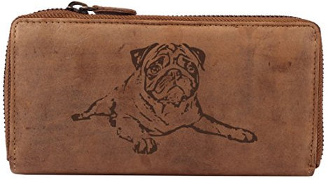 Greenburry Mops Damen-Geldbörse, eine Leder-Geldbörse für Hundefreunde und Mops-Liebhaber