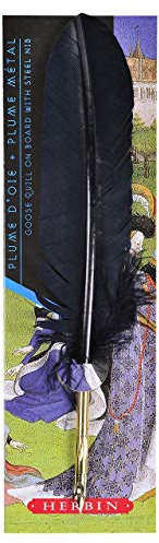 Jacques Herbin 23210ST - Une plume d'oie 21 cm avec embout et plume acier, Marine