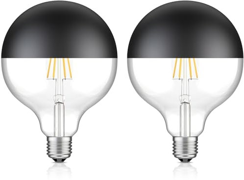 ledscom.de 2 Stück E27 LED Leuchtmittel, G125, warmweiß (2700 K), 6,7 W, 660lm, Kopfspiegel (schwarz)