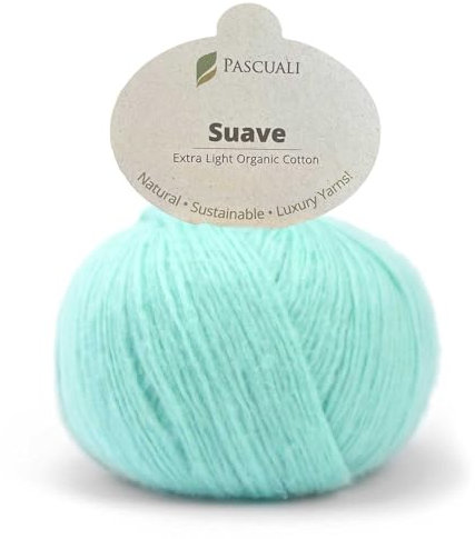 Pascuali Suave | Strickwolle aus 100% Bio Baumwolle, zum Stricken und Häkeln, Farbe:Mint 58