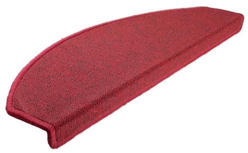vidaXL 15x Treppenmatte Stufenmatte Stufenschoner Treppenschoner Treppenteppich Treppenschutz Matte Matten Teppich Halbrund Bordeauxrot 65x24x4 cm