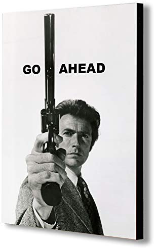 Clint Eastwood As Dirty Harry Leinwandbild, gerahmt, verschiedene Größen (A2, 61 x 40,6 cm)