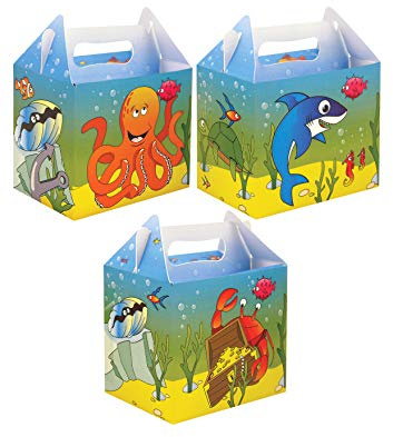 Schatzkisten Meerestiere Pirat Party Box als Mitgebsel, Geschenkverpackung- 12 Stück Sortiert