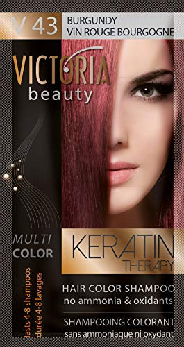 Victoria Beauty - Color Shampoo für coloriertes Haar mit Keratin, Tönungswäsche, Tönungsshampoo ohne Ammoniak und Oxidantien Haar Burgundy №43 (6 x 40ml)