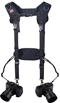 ZTVOWTO BATTER MUXIN Double Shoulder Camera Strap Harness, Quick Release, Adjustable, Dual Camera Tether, Black, Large