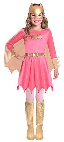 Amscan - Kinderkostüm pinkes Batgirl, Kleid, Umhang, Gürtel, Stulpen, Maske, Super Heroes, Motto-Party, Karneval