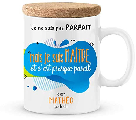 Cadeau maître à personnaliser avec le prénom de votre enfant - Mug pour maître personnalisé - cadeau maître pour la fin d'année scolaire