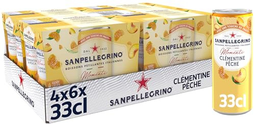 SANPELLEGRINO Momenti bois gazeuse aromatisée clémentine peche - 4 packs de 6x33cl