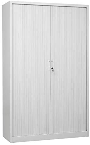 Rolladenschrank Jalousieschrank Aktenschrank Büroschrank Stahlschrank 195x120x46cm, abschließbar und komplett montiert, WEIß RAL 9016