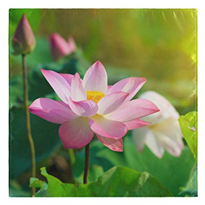 RELEESSS Servietten Lotusblume wiederverwendbar 50 x 50 cm für Zuhause Abendessen, Urlaub, Geburtstag, Party, Hochzeit, Restaurant, Indoor Outdoor Tischdekoration, 1 Stück