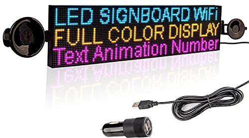 Leadleds Panneau d'affichage LED P4 WiFi pour voiture - 52,1 x 12,7 cm - 7 couleur - Affichage LED programmable - Pour texte, animation, compte à rebours