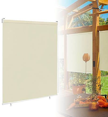 ACXIN Außenrollo Senkrechtmarkise Sonnenschutzrollo Verdunkelungsrollo Rollo Beschattung Sonnenschutz Balkonrollo UV Schutz (180 x 240 cm, Beige)