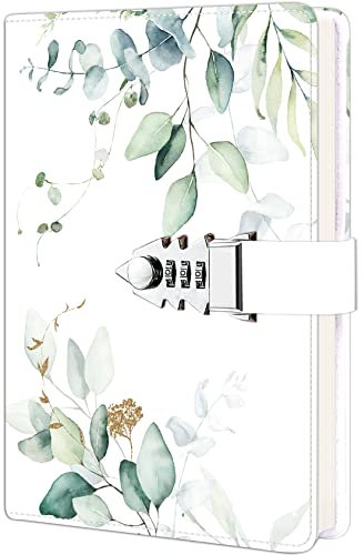 ZXHQ Tagebuch mit Schloss für Mädchen und Frauen, geheimes Schloss-Tagebuch mit exquisitem Musterdesign, nachfüllbares Notizbuch aus Kunstleder, Größe A5 (21 x 15 cm)