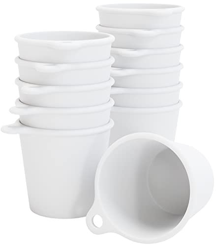 SoPro 12x Schnapsbecher Plastik 4 cl wiederverwendbar - Shotgläser 40 Milliliter weiß - Mehrweg Schnapsglas zum Umhängen - Shot Becher 4cl - Schnapsgläser für Junggesellenabschied Frauen, JGA