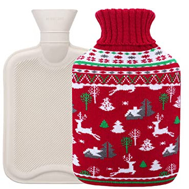 Wärmflaschen Bettflasche für Babys mit Weichem Bezug 2L Weihnachten Geschenk (Weihnachten)