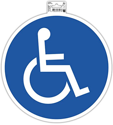 Exacompta - Réf. 67027E - 1 panneau adhésif PARKING RÉSERVÉ HANDICAPÉS - En PVC traité anti-dérapant et résistant aux UV - Diamètre du panneau : 30 cm - Coloris bleu