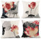 OCEUMACO Leinen Kissenbezug 40x40 Japanisch Lotus Blumen Kissenhülle 4er Set Quadratisch Sofakissen Dekokissen Bezug für Couch Sofa Kissen Kissenbezüge Outdoor Deko Zierkissen Couchkissen - Rot