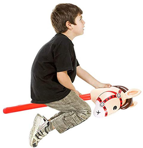 Hidyliu Amall Foot Steckenpferd Rocky, Aufblasbares Steckenpferd Kinder, 37 Zoll Aufblasbarer Pferdestock Ballonponystock,Requisiten Aufblasbarer Pferdekostümstock(Wie Gezeigt)