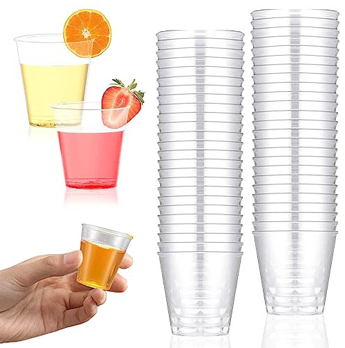 50 Stück Schnapsgläser Plastik, 30 ml/3 cl Shotgläser, Transparente Shot Becher, Wiederverwendbare Shot Becher, Pinnchen Plastikbecher Aus Ps-Material für Festivals, Partys, Geburtstage, Hochzeiten