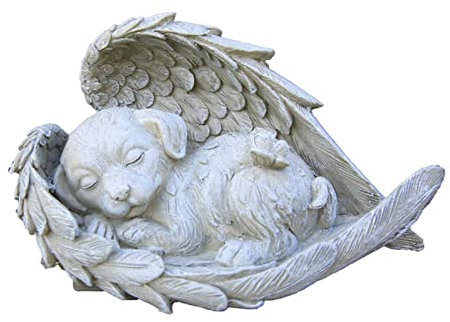 Camidy Pet Memorial Statue, Haustier Verlust Geschenke, Pet Memorial Stein Grabstein Maker Katze schläft in Winkel Flügel Statue Sympathie Geschenk