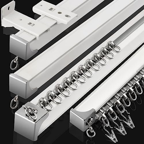 Binario per tenda da soffitto (0,9 m, 3 m, 3 m), in alluminio, flessibile, montaggio a parete, divisorio per stanze, resistente, sistema di scorrimento per finestre, camper, doccia, confezione da 4