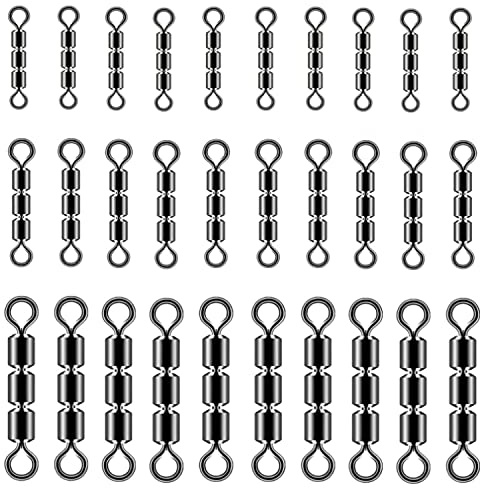 YULIAO 30Pcs Angeln 3-Rollen Wirbel, Dreifachwirbel, Angel Wirbel, Angeln Drehgelenk, Angelzubehör Wirbel Set, Dreifachwirbel Angeln Sets, Angeln Getriebe Zubehör 3# 5# 7#
