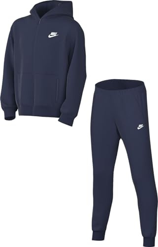 Nike Unisex K NSW Club FLC FZ Tracksuit, Midnight Navy/White, L