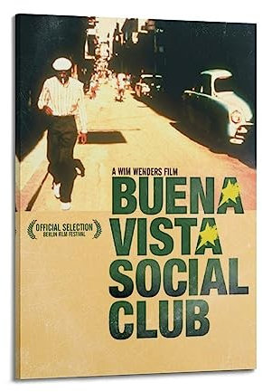 BLUDUG Buena-Vista-Social-Club-Film-Posterdruck, abstraktes Bauernhaus-Galerie, ästhetische Raumdekoration für Schlafzimmer, Badezimmer, Rahmenstil, 30 x 45 cm