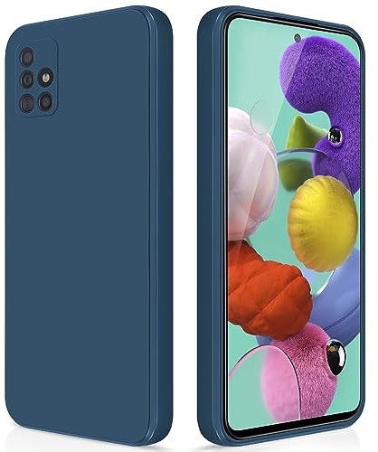 GiiYoon Hülle Kompatibel mit Samsung Galaxy A51, Hochwertiges Liquid Silicone Case, Rundumschutz Handyhülle, Kratzfestes Weiches Mikrofaserfutter- Blau